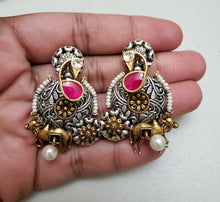 Load image into Gallery viewer, Siri M Two Tone Silver Look Alike Earrings