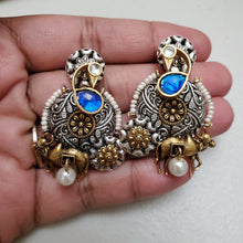 Load image into Gallery viewer, Siri M Two Tone Silver Look Alike Earrings
