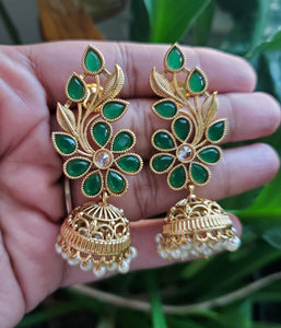 Antique Jhumkis With Gold Plating