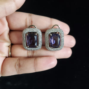 Cubic Zirconia Classic Tops With Black Plating Purple