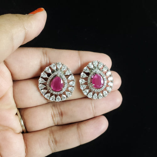 Cubic Zirconia Classic Tops With Rhodium Plating Ruby