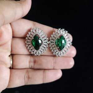 Cubic Zirconia Classic Tops With Rhodium Plating Green