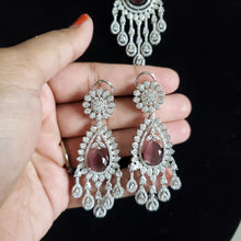 Load image into Gallery viewer, Neelima Cubic Zirconia Classic Necklace With Rhodium Plating Wine