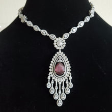 Load image into Gallery viewer, Neelima Cubic Zirconia Classic Necklace With Rhodium Plating Wine
