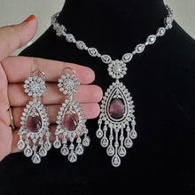 Load image into Gallery viewer, Neelima Cubic Zirconia Classic Necklace With Rhodium Plating Wine
