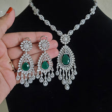 Load image into Gallery viewer, Suneetha Cubic Zirconia Classic Necklace With Rhodium Plating Green