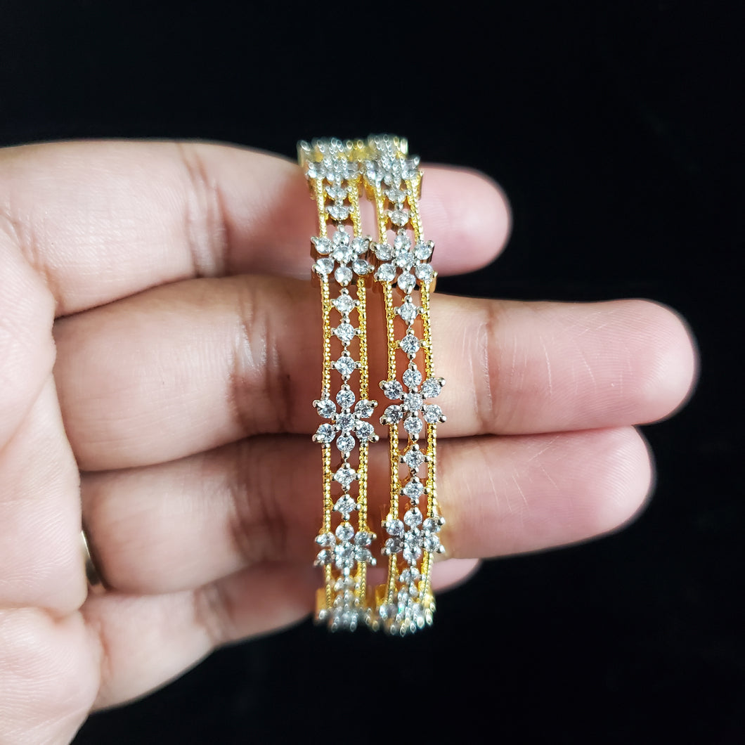 American Diamond Delicate Bangles With 2 Tone Plating