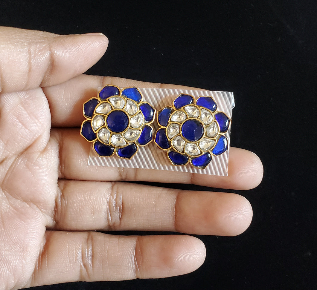 Jadau Kundan Ear Tops Blue