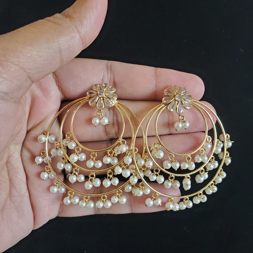 Preorder Polki Light Weight Chandbalis Pearl