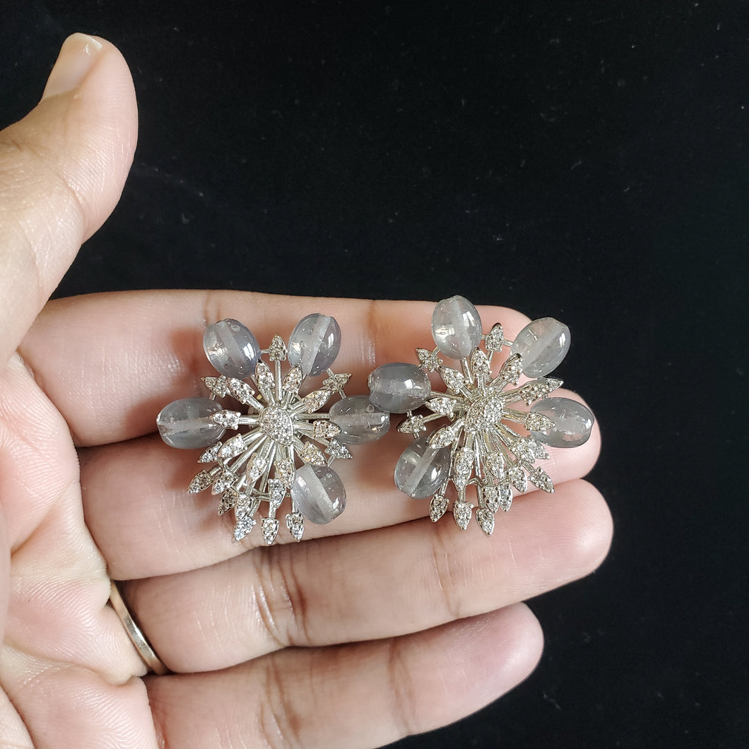 American Diamond Classic Tops With Rhodium Plating Grey