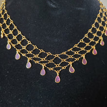 Load image into Gallery viewer, Bhavya Mesh Style Black Bead Chain Ruby