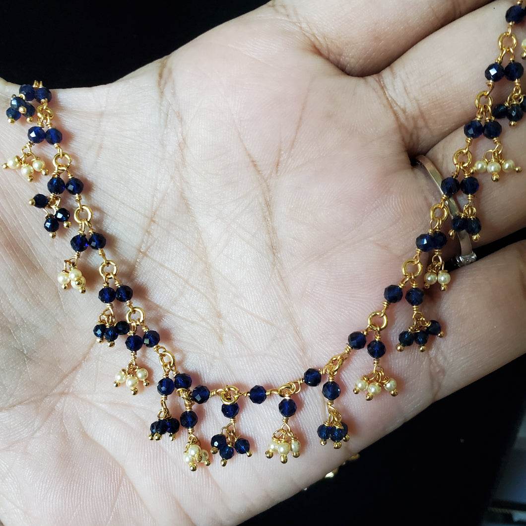 Delicate Hand Made Blue Bead Chain