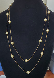 Bhavya Long Layer Pearl Black Bead Chain