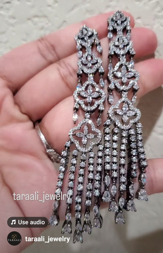 Cubic Zirconia Long Earring in victorian Plating