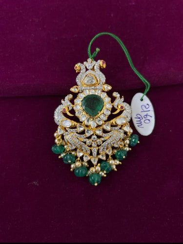 92.5 Silver Moissanite Peacock Pendant With Gold Plating