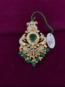 92.5 Silver Moissanite Peacock Pendant With Gold Plating