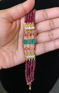Keerthi G Pachi Kundan Maroon Beads Bracelet