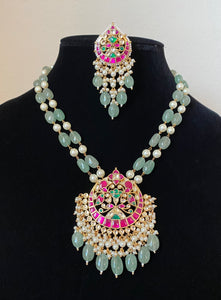 Sai (Shree Sailaja) Pachi Kundan Beads Necklace Set With Gold Plating