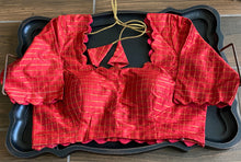 Load image into Gallery viewer, Pure Raw Silk Burnt Orange Checks Blouse
