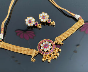 South Indian Choker Set With Matte Gold Plating JT18