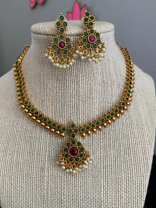 Reserved For Srinidhi Beautiful South Indian neckalce set with Matte Gold finish