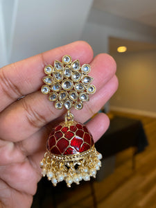 Indo Western Jhumkis With Gold Plating T16 Red