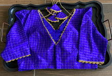 Load image into Gallery viewer, Pure Raw Silk Deep Blue Checks Blouse